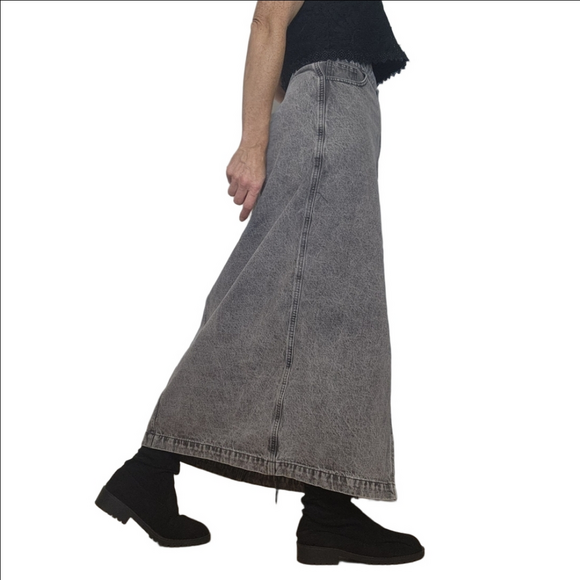 Denim Midi skirt Acid wash grey color Cotton blend Pockets VELVET HEART DENIM - Picture 2 of 11
